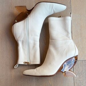 Zimmermann White Heeled Boots with Transparent Heel size 38